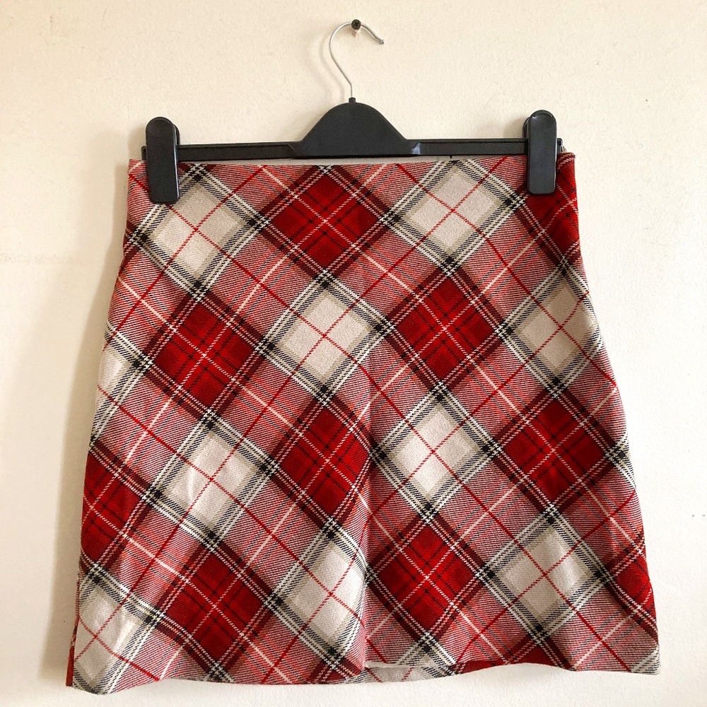 Red Plaid Mini Skirt